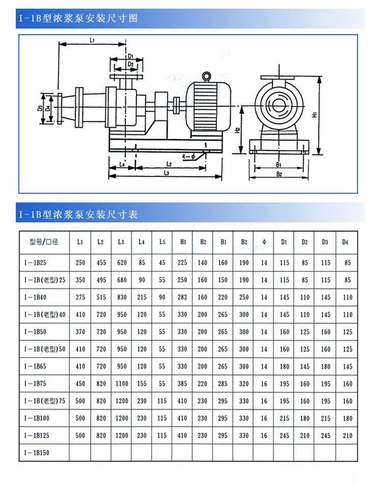 I-1B濃漿泵安裝尺寸圖